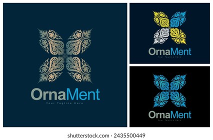 ornament pattern colourful set modern luxury art and craft logo template design