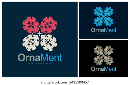 ornament pattern colourful set modern luxury art and craft logo template design