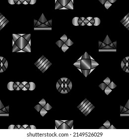 Ornament, pattern consists of elements with a gradient fill, imitating a three-dimensional texture, made in bright, saturated, national colors.