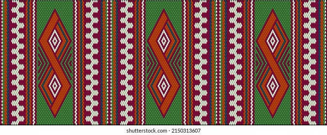   Ornament, pattern consists of elements with a gradient fill, imitating a three-dimensional texture, made in bright, saturated, national colors