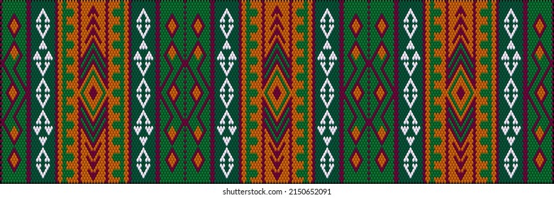   Ornament, pattern consists of elements with a gradient fill, imitating a three-dimensional texture, made in bright, saturated, national colors in the Latin American style.