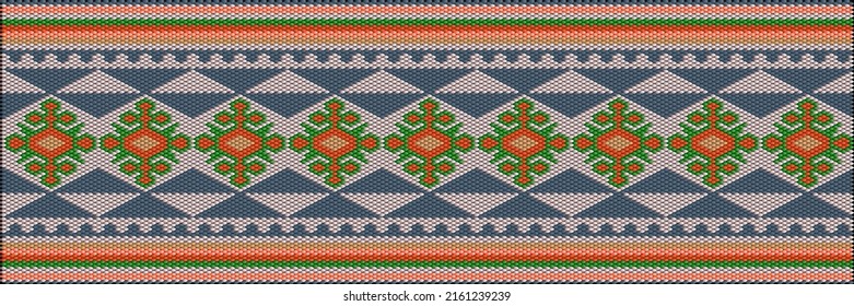  Ornament, pattern consists of elements with a gradient fill, imitating a three-dimensional texture, made in bright, saturated, national colors.