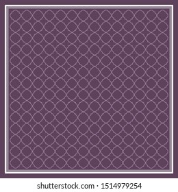 Ornament pattern design for silk scarf. Elegant hijab style on purple