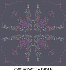 Ornament with a pattern of flowering lilies.