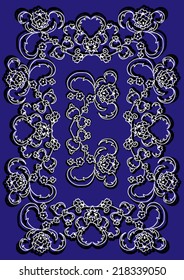 Ornament pattern on indigo color