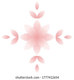ornament for a pattern of pink flowers and leaves on a white background