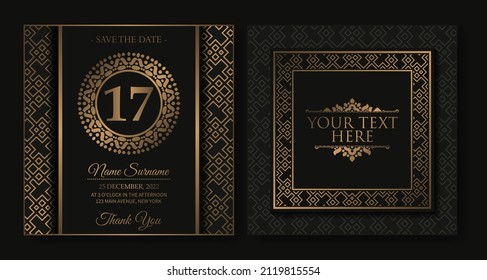 estilo de patrón de adorno elegante invitación de cumpleaños