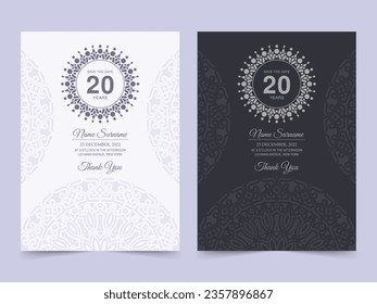 estilo de patrón de adorno elegante invitación de cumpleaños