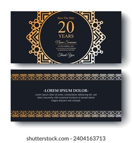 estilo de patrón de adorno elegante invitación de cumpleaños