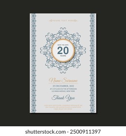 Invitación de cumpleaños elegante del estilo del patrón del ornamento