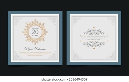 Invitación de cumpleaños elegante del estilo del patrón del ornamento
