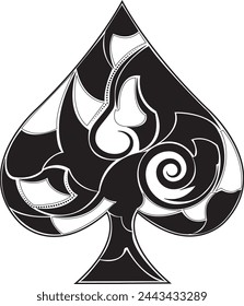 Ornament Playing Card-Ace Of Spades Playing Card Card Game-Playing Cards Tribal Vector Symbols coloring-tattoo