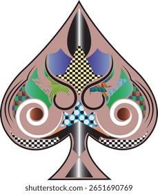 Ornamento Jogando Padrão Card-Ace de Espadas Jogando Cartas Cartas Jogando Cartas Símbolos de Vetor Tribal Coloring-Tattoo.playing cartas fulcolor, jogar cartas arte, padrão cartão