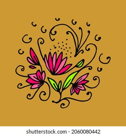 Ornamento para postales con flores 