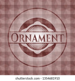 Ornament red emblem with geometric background. Seamless.