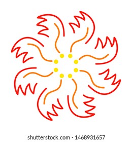 ornament of red-yellow flower or fire phoenix wing
