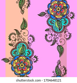 ornament with retro flowers in mehendi styles