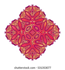 Ornamento em forma losango em diferentes tons de vermelho, Elemento de design isolado, Ilustração vetorial