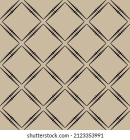 Ornament of rhombuses on a beige background. Geometric black pattern. Vector seamless pattern.