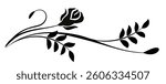 Ornament with rose flower. Text divider. Decorative element for decor and text greeting or invitation card design.
