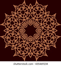 Ornament rosette symmetrical tempalte for adult painting, simply design.Vintage decorative elements. Hand drawn background. Islam, Arabic, Indian, Ottoman, Persian motifs.