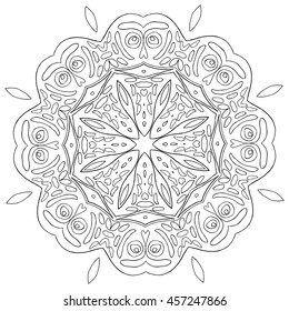 Ornament round decorative elements. Oriental zentangle anti-stress therapy pattern, vector illustration. Outline Mandala for coloring book.