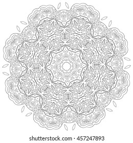Ornament round decorative elements. Oriental zentangle anti-stress therapy pattern, vector illustration. Outline Mandala for coloring book.