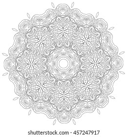 Ornament round decorative elements. Oriental zentangle anti-stress therapy pattern, vector illustration. Outline Mandala for coloring book.