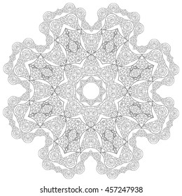 Ornament round decorative elements. Oriental zentangle anti-stress therapy pattern, vector illustration. Outline Mandala for coloring book.
