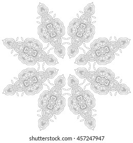 Ornament round decorative elements. Oriental zentangle anti-stress therapy pattern, vector illustration. Outline Mandala for coloring book.