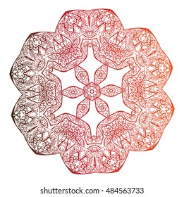 Ornament round decorative elements. Oriental zentangle anti-stress therapy pattern, vector illustration. Outline Mandala for coloring book.