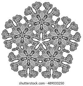 Ornament round decorative elements. Oriental zentangle anti-stress therapy pattern, vector illustration. Outline Mandala for coloring book.