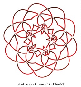 Ornament round decorative elements. Oriental zentangle anti-stress therapy pattern, vector illustration. Outline Mandala for coloring book  in red and black color.