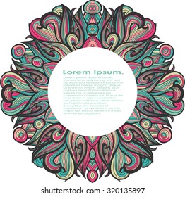 Ornament round mandala. Geometric circle element made in vector. Perfect set for any other kind of design, birthday and other holiday, kaleidoscope, medallion, yoga, india, arabic. 