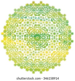 Ornament round mandalas frame. Geometric circle element, vector. Perfect for design, birthday, other holiday, kaleidoscope, medallion, yoga, india, arabic style. watercolor effect, isolated.