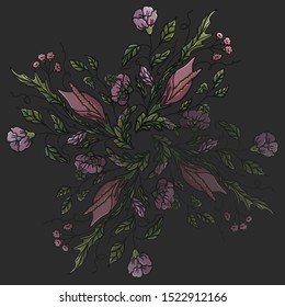 Ornament. Round pattern. Flowers. Mandala. T-shirt print.Vector illustration.