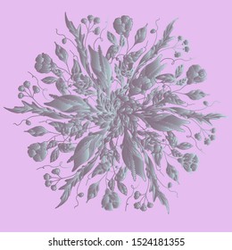 Ornament. Round pattern. Flowers. Mandala. T-shirt print.Vector illustration.