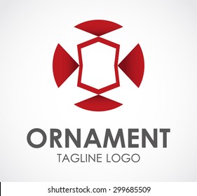 Ornament round red abstract vector logo design template business art icon decoration company interior symbol concept