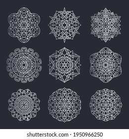Ornament round set with mandala with arabic style ornament vector illustration