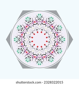 Mesa redonda con mandala. Elemento de círculo geométrico hecho en vector. Un lugar perfecto para cualquier otro tipo de diseño, cumpleaños y otras vacaciones, la india islámica y los diseños árabes.