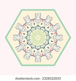 Mesa redonda con mandala. Elemento de círculo geométrico hecho en vector. Un lugar perfecto para cualquier otro tipo de diseño, cumpleaños y otras vacaciones, la india islámica y los diseños árabes.