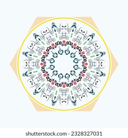 Ornament round set with mandala. Geometric circle element made in vector. Perfect set for any other kind of design, birthday and other holiday, Islamic india and arabic designs.
