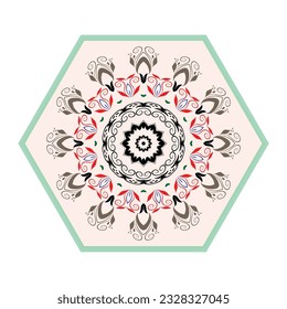 Mesa redonda con mandala. Elemento de círculo geométrico hecho en vector. Un lugar perfecto para cualquier otro tipo de diseño, cumpleaños y otras vacaciones, la india islámica y los diseños árabes.