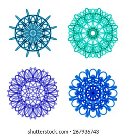 Ornament round set with mandala. Geometric circle isolated element in vector.