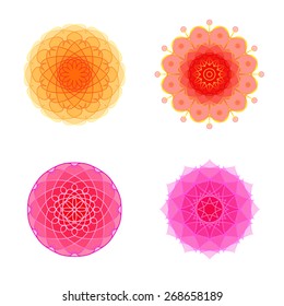 Ornament round set with mandala. Geometric circle isolated element in vector.