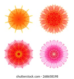 Ornament round set with mandala. Geometric circle isolated element in vector.