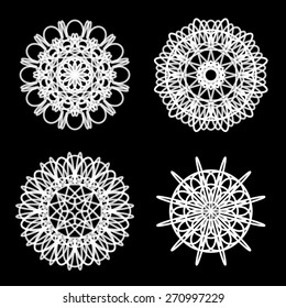 Ornament round set with mandala. Geometric circle isolated element in vector.