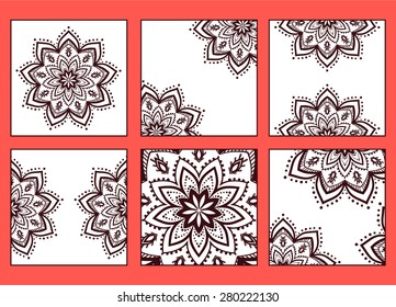 Ornament round set with mandala. Geometric circle element made in vector. Perfect set for any other kind of design, birthday and other holiday, kaleidoscope,  medallion, yoga, india, arabic