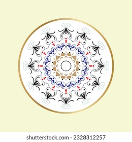 Ornament round style with mandala. Geometric circle element made in vector. Perfect for any other kind of design, birthday and other holiday, Islamic,india, arabic