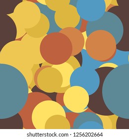 Ornament with rounds and circles. Seamless vector EPS 10 pattern. Abstract geometric pattern. Multicolor Figures. Texture for print and Banner. Flat style
